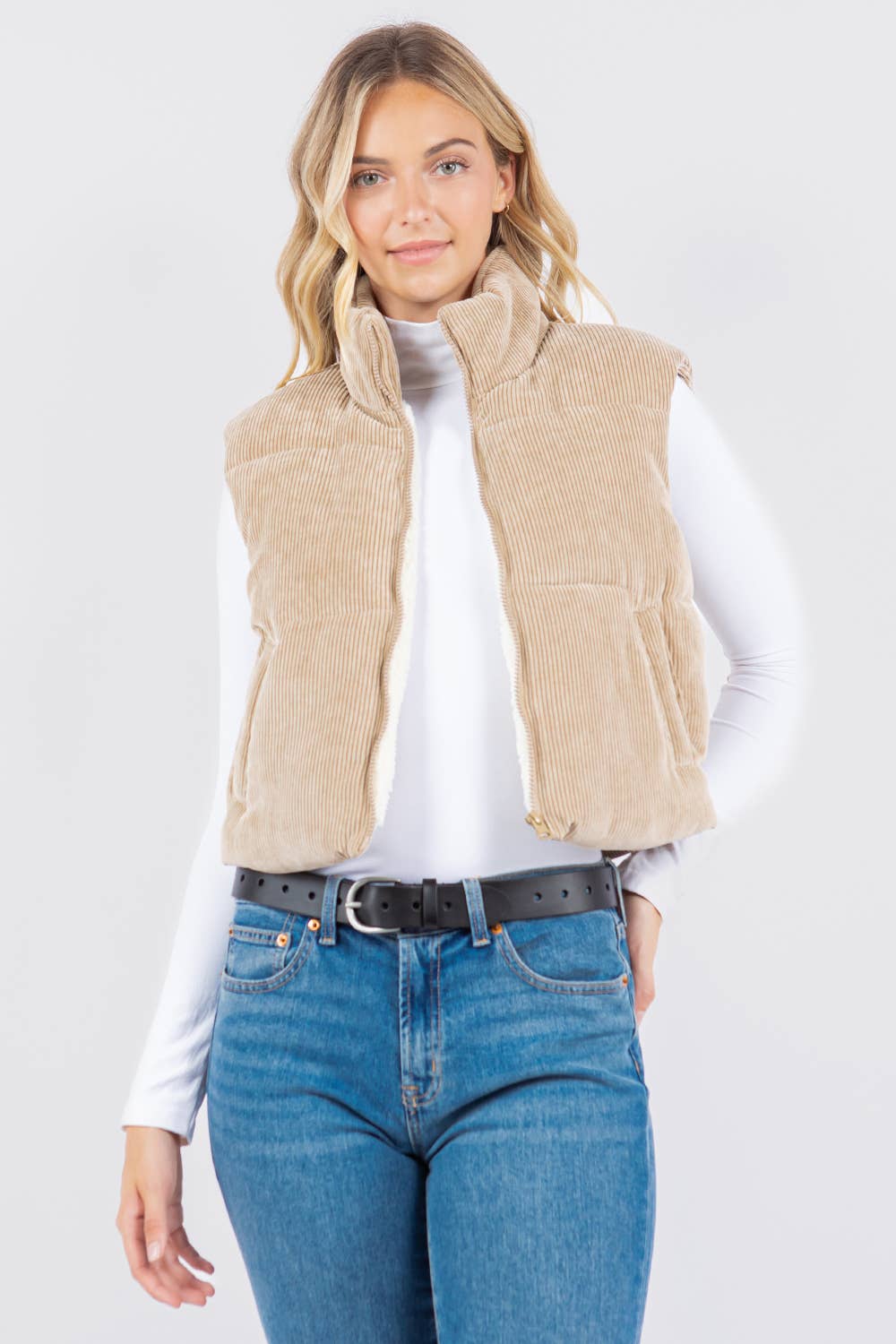 Sherpa Lined Corduroy Puffer Vest