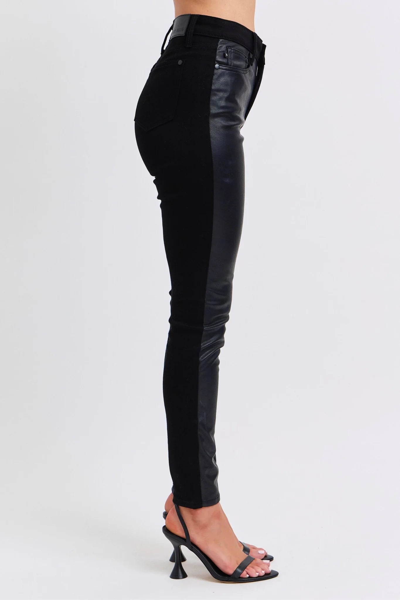 Judy Blue High Waist Faux Leather & Denim Skinny Jeans