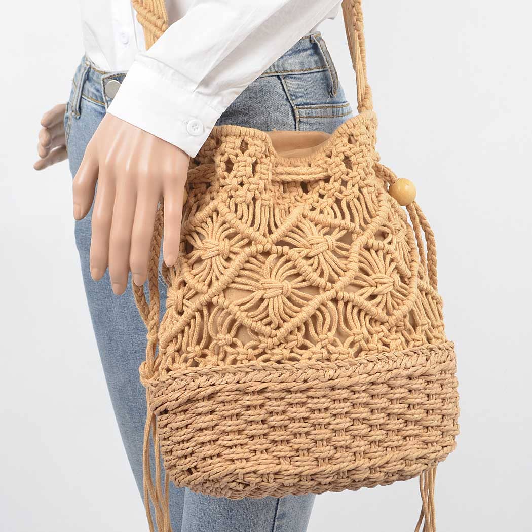 Handmade Straw Bucket Bag