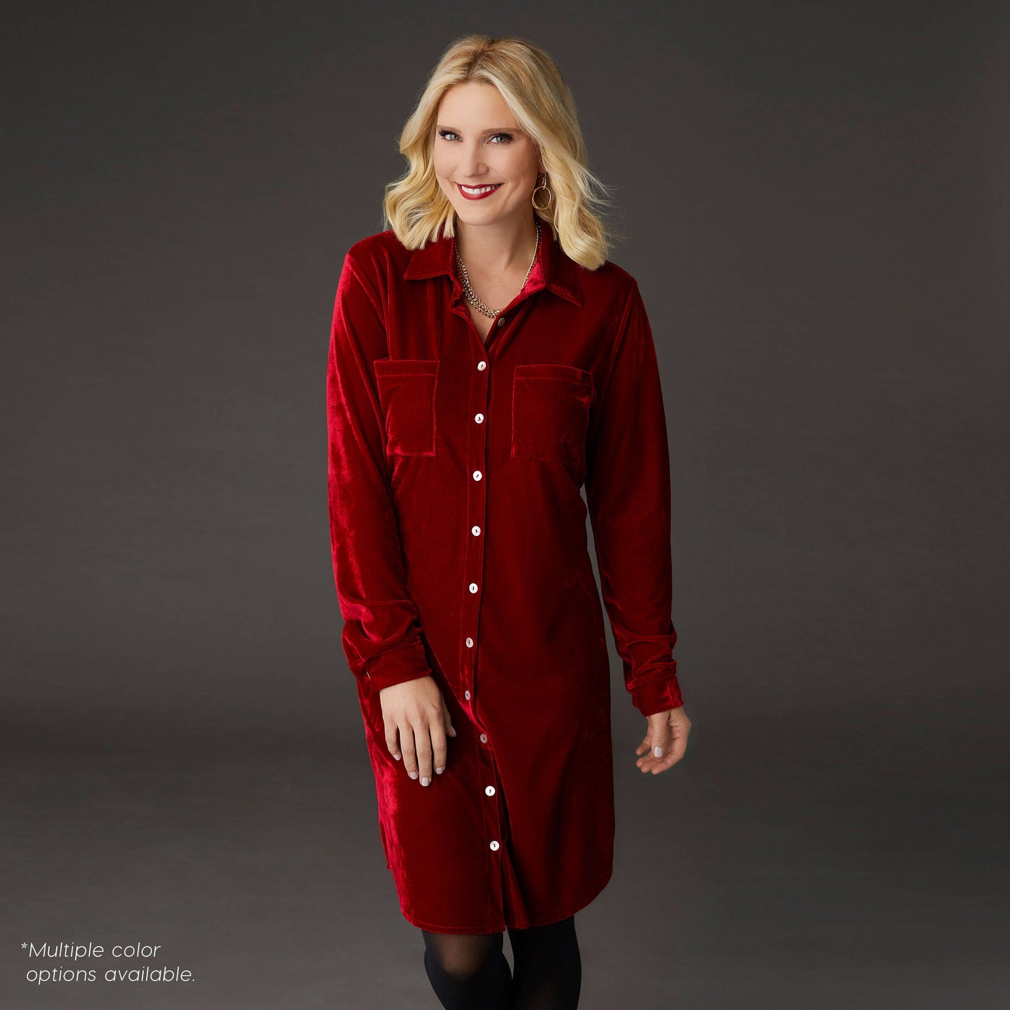 Stella Velour Button Front Dress