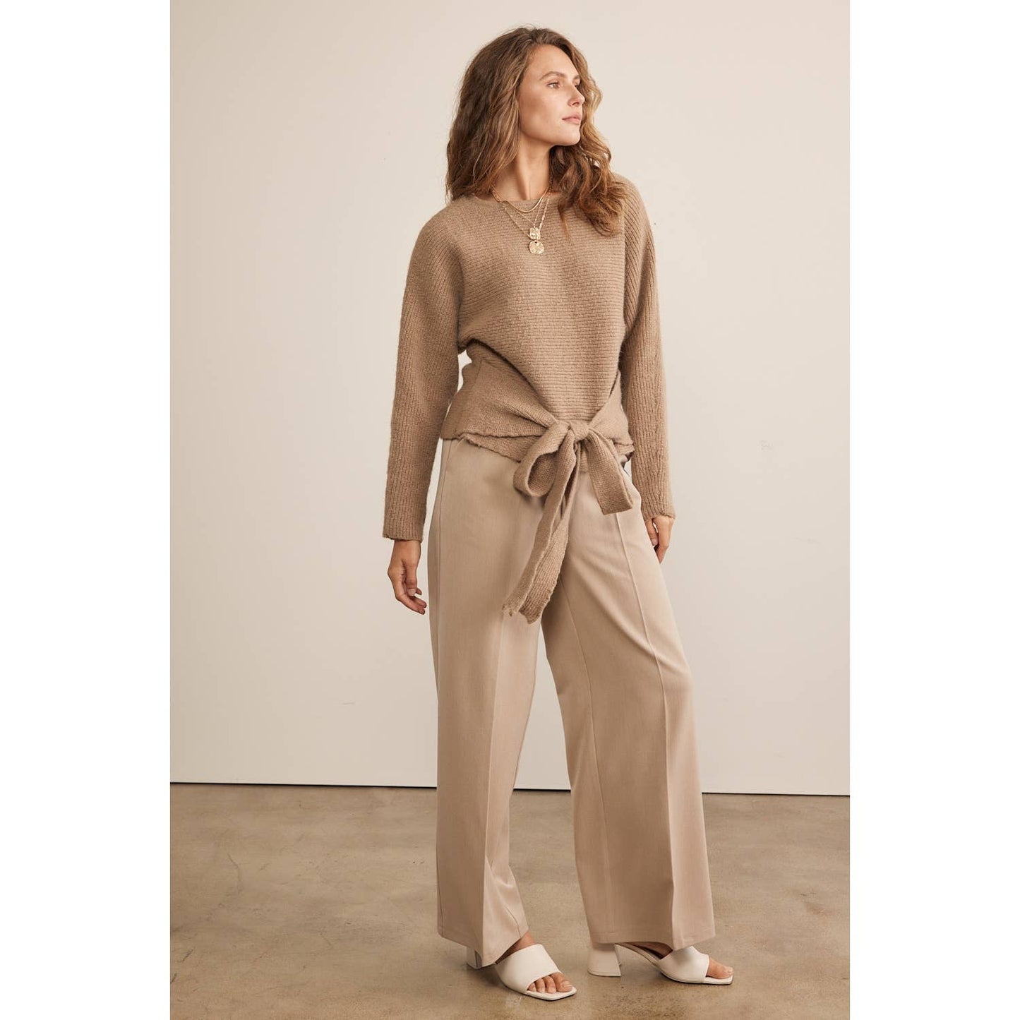 DRAWSTRING WIDE LEG PANTS WITH ELASTIC WAIST