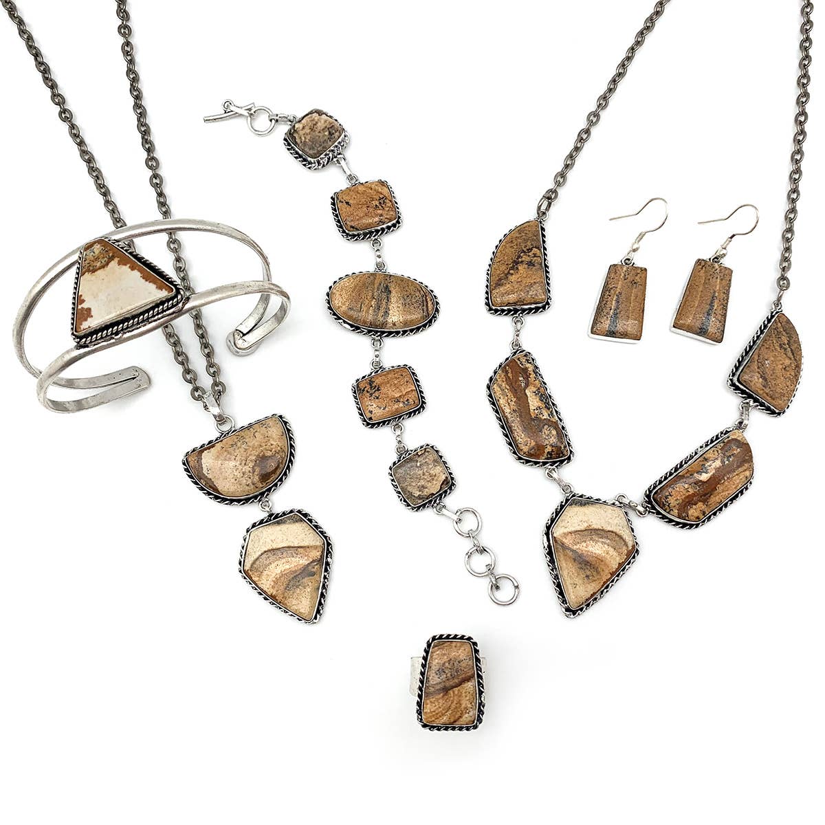 Kashi Semiprecious Stone Ring - Picture Jasper