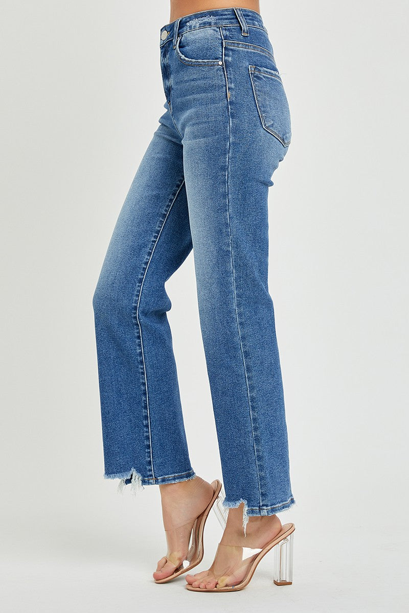 Risen High Rise Ankle Straight Relaxed Fit Jeans