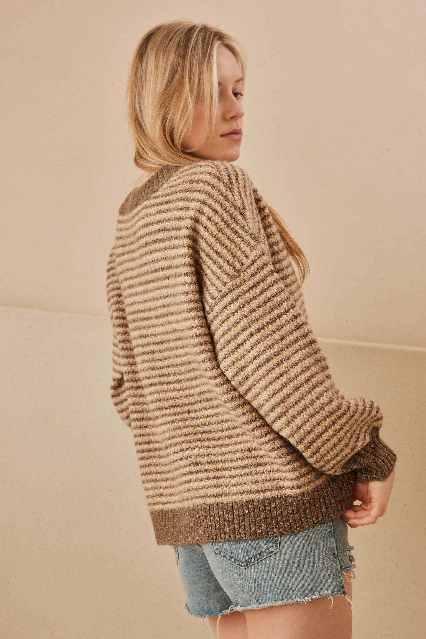 V Neck Stripe Sweater