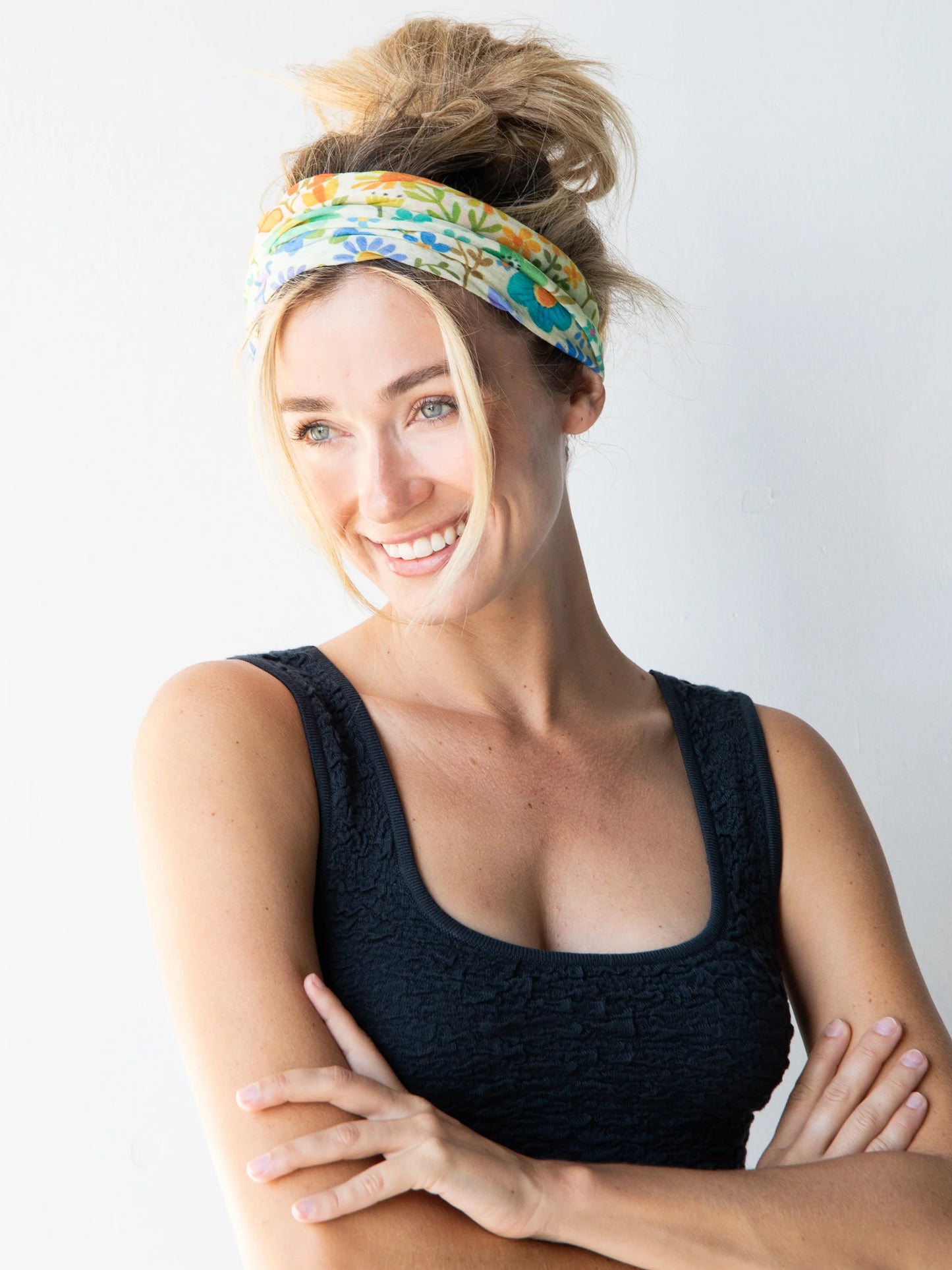 Natural Life Full Boho Bandeau® Headband - Rainbow Flowers