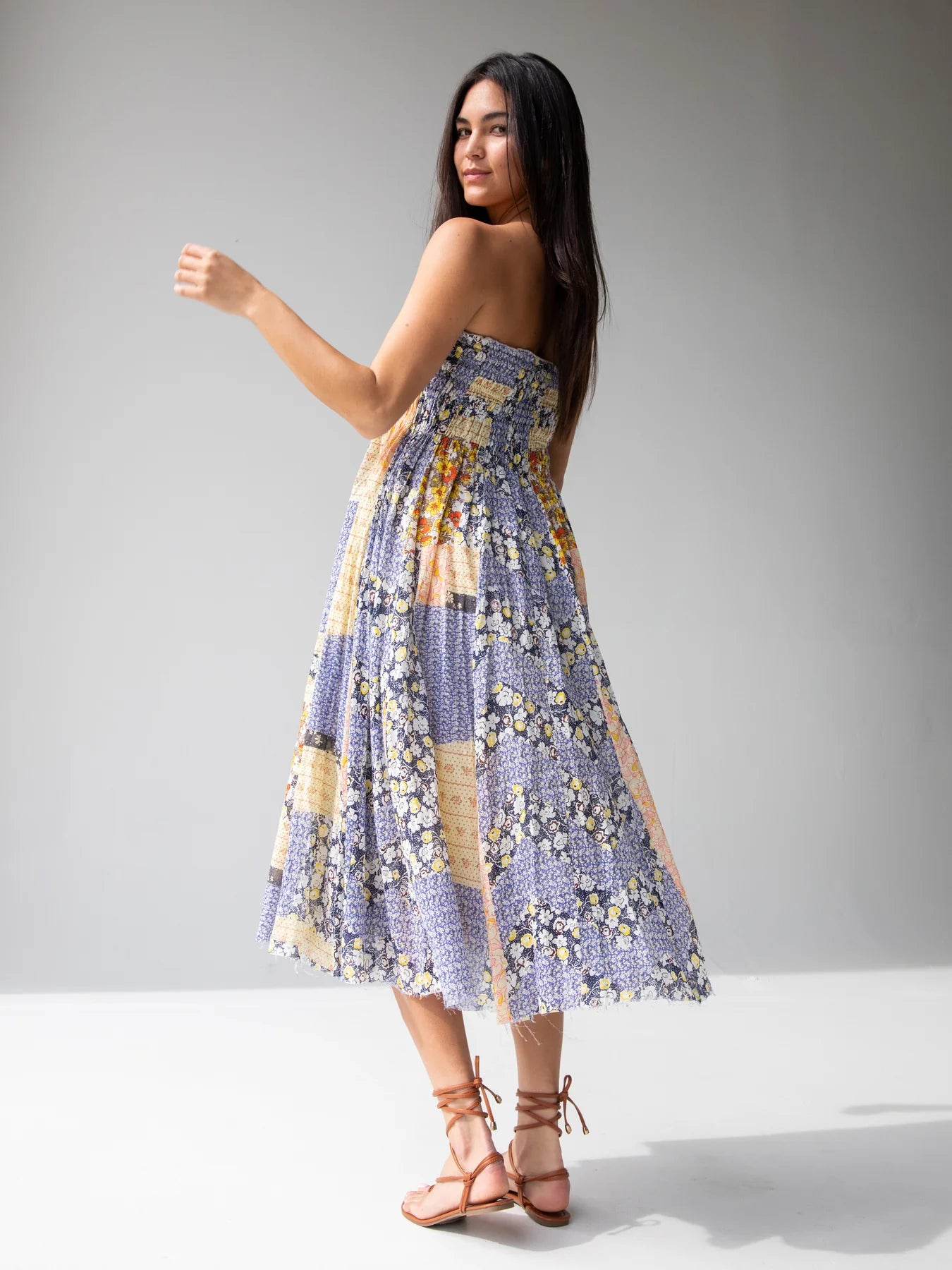 Natural Life Laurel Convertible Maxi Skirt-Blue Yellow Patchwork