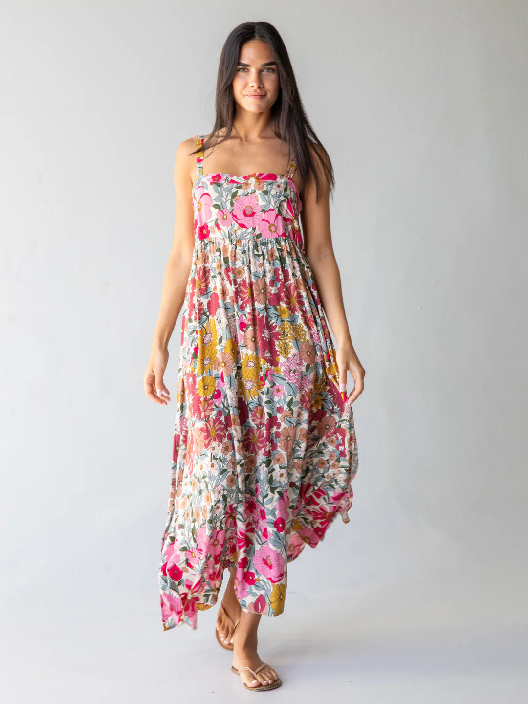 Natural Life Patti Side Slit Maxi Dress- Vintage Summer Floral