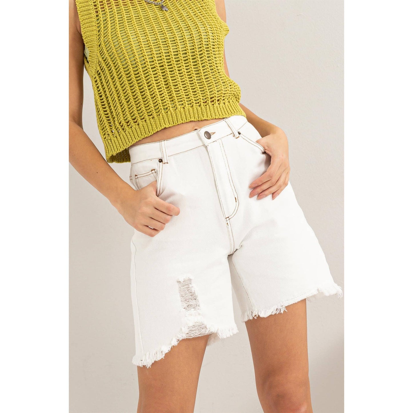 Distressed Bermuda Denim Shorts