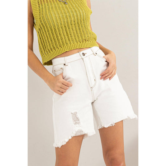 Distressed Bermuda Denim Shorts