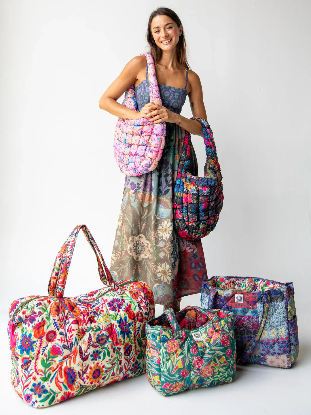 Natural Life Puffy Fit-It-All Bag-Tiny Mod Watercolor Floral