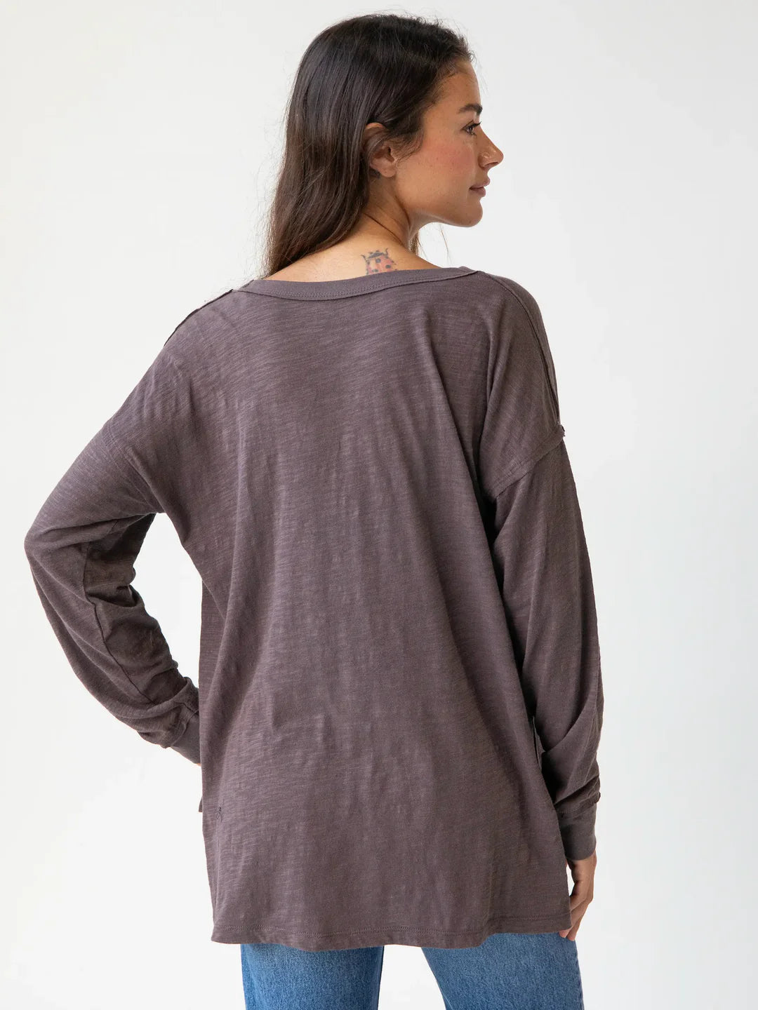 Natural Life Arden Long Sleeve Cotton Tee Shirt-Espresso Heart