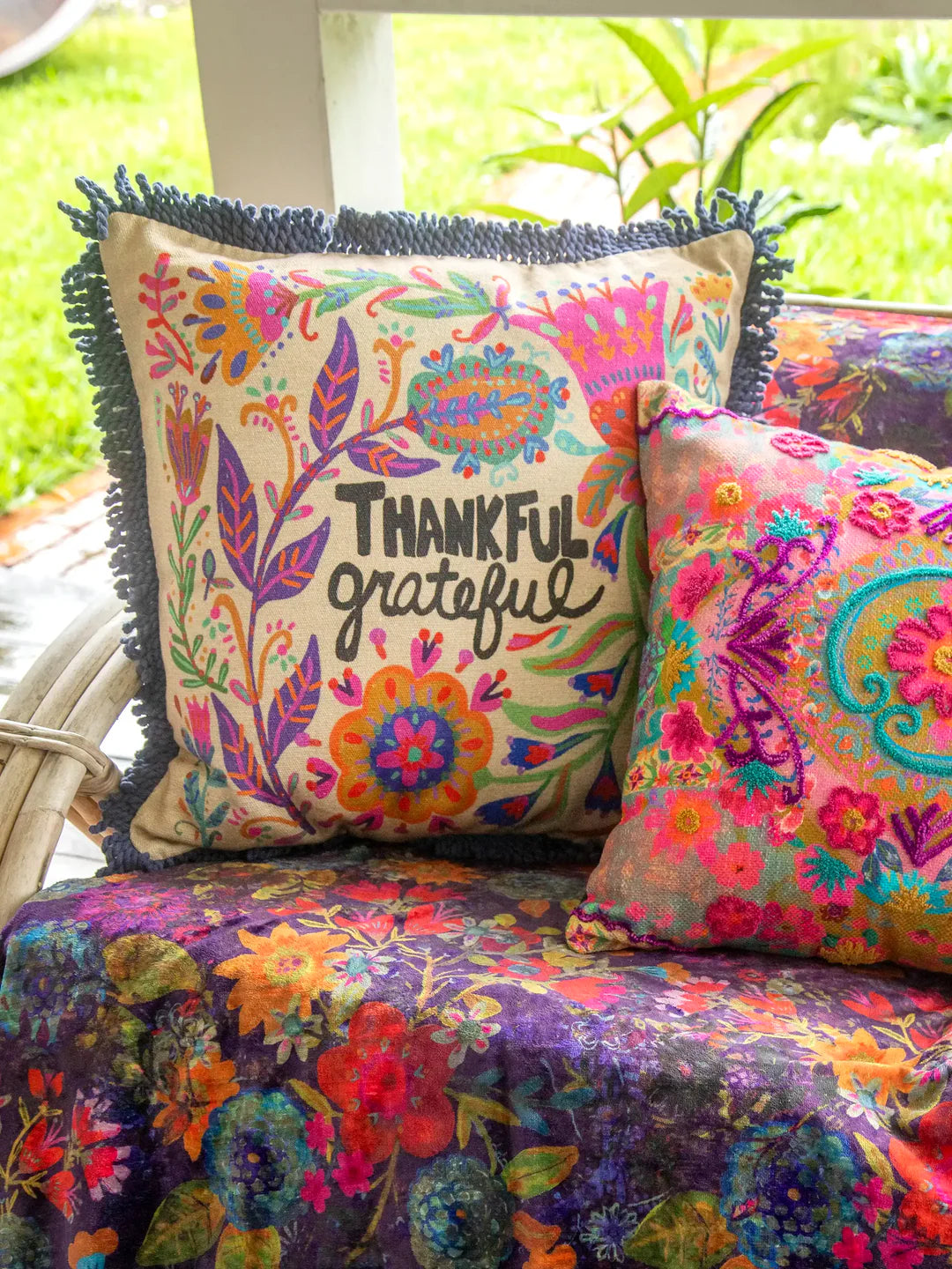 Natural Life Bungalow Pillow-Thankful Grateful