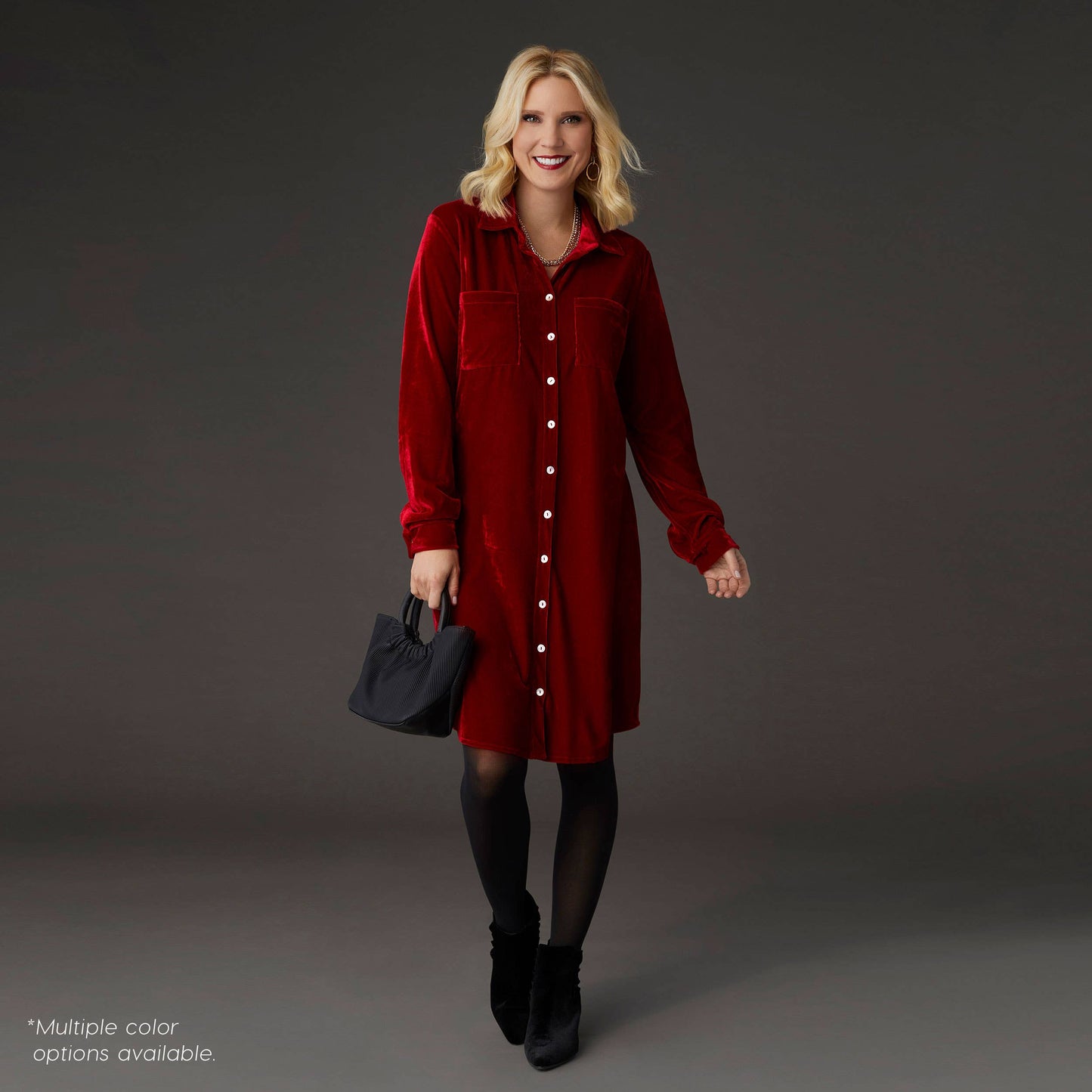 Stella Velour Button Front Dress