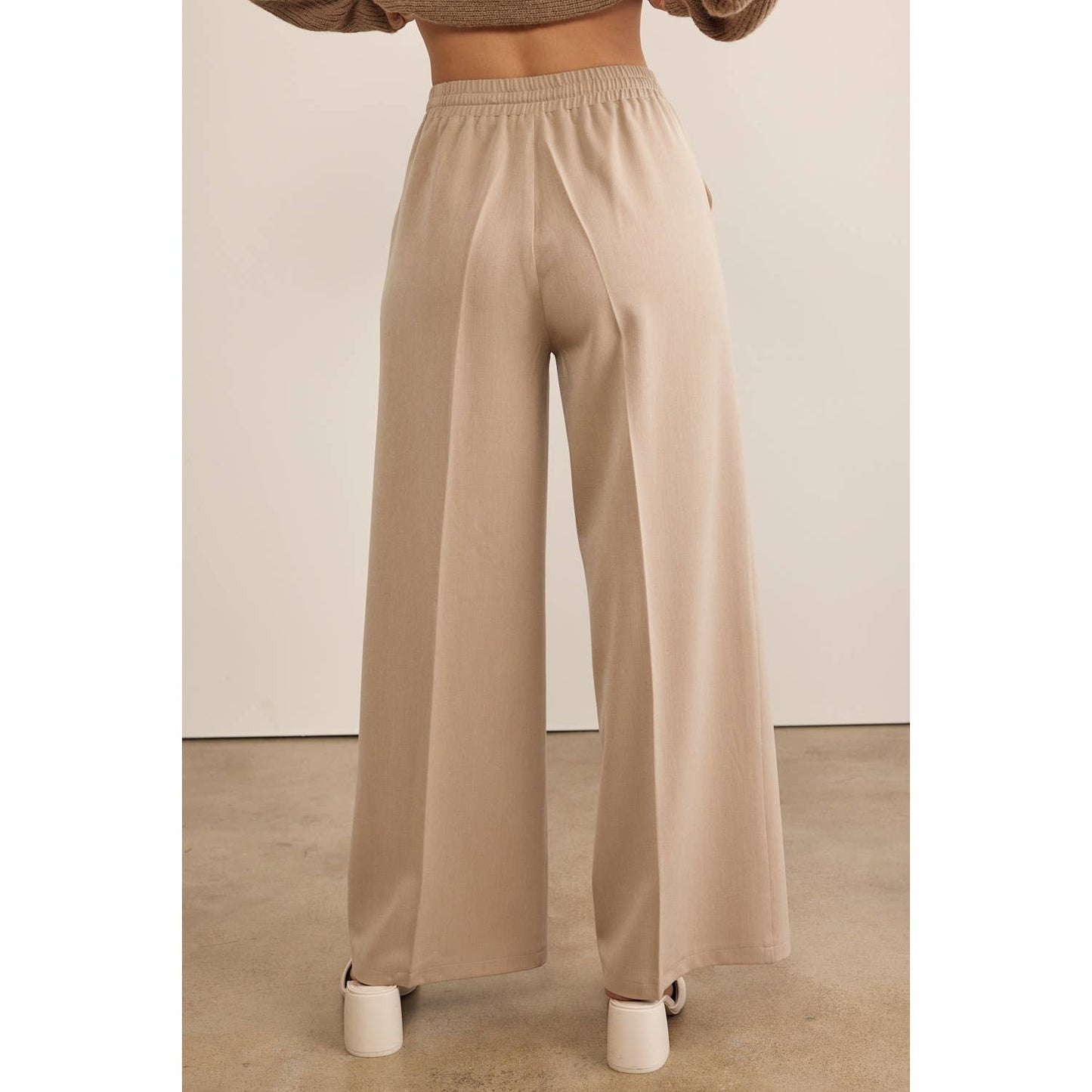 DRAWSTRING WIDE LEG PANTS WITH ELASTIC WAIST