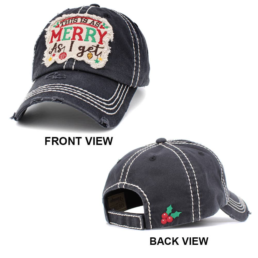 This is As Merry As I Get | Woman Baseball Cap Hat Blk