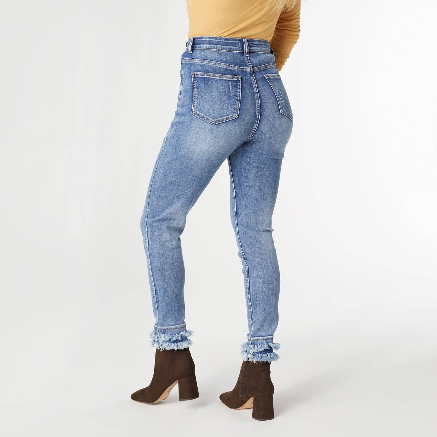 EverStretch High Rise Skinny Ankle with Double Fringe Bottom