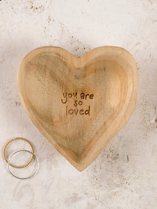 Natural Life Wooden Heart Trinket Jewelry Dish-You Are Loved