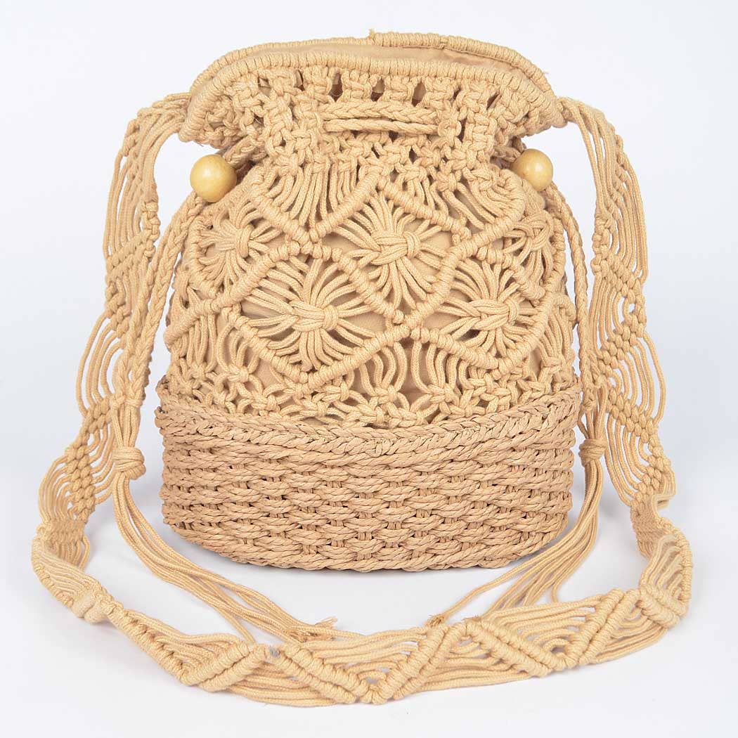 Handmade Straw Bucket Bag