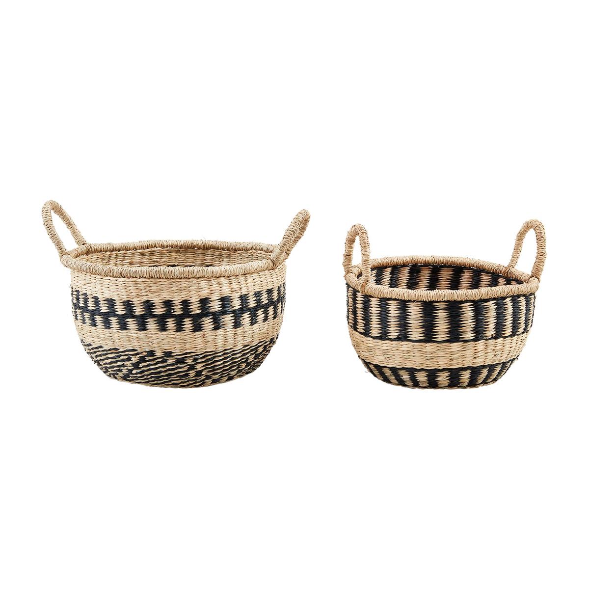Mud Pie Black/Natural Tribal Basket Set