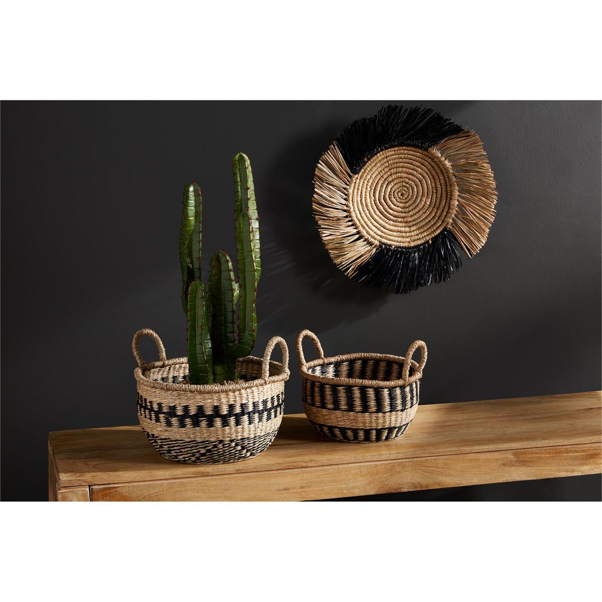 Mud Pie Black/Natural Tribal Basket Set