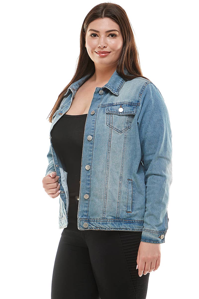 Womens Plus Size Original Trucker Denim Jacket