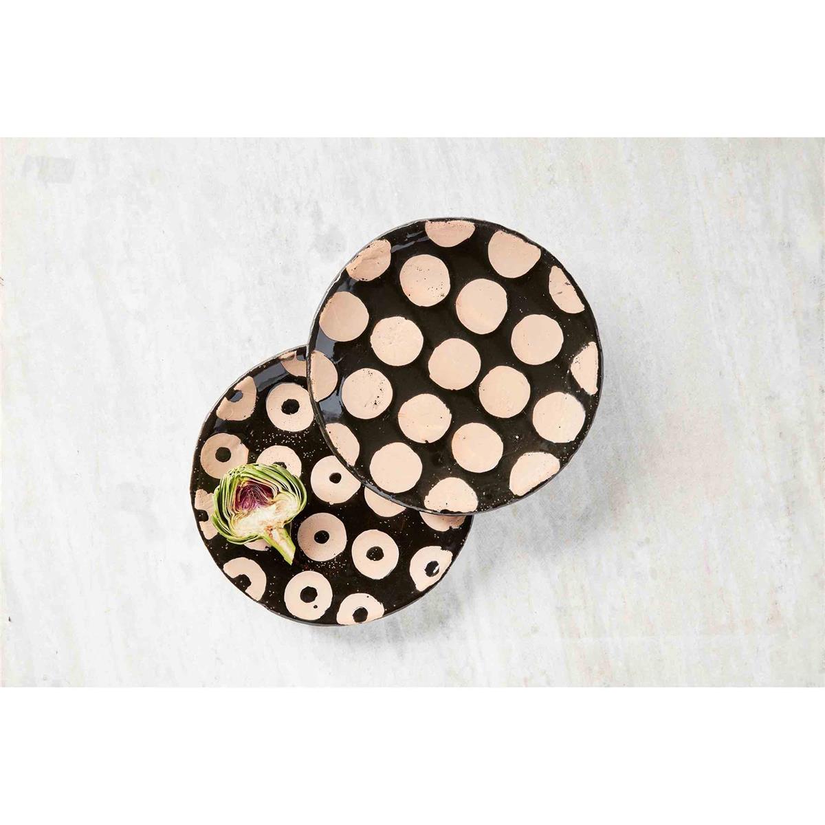 Mud Pie Circle Black Terra Platter