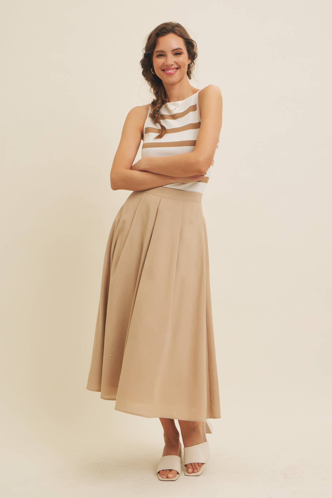 SOFT STRETCHY LIGHTWEIGHT STRIPE SWEATER TANK