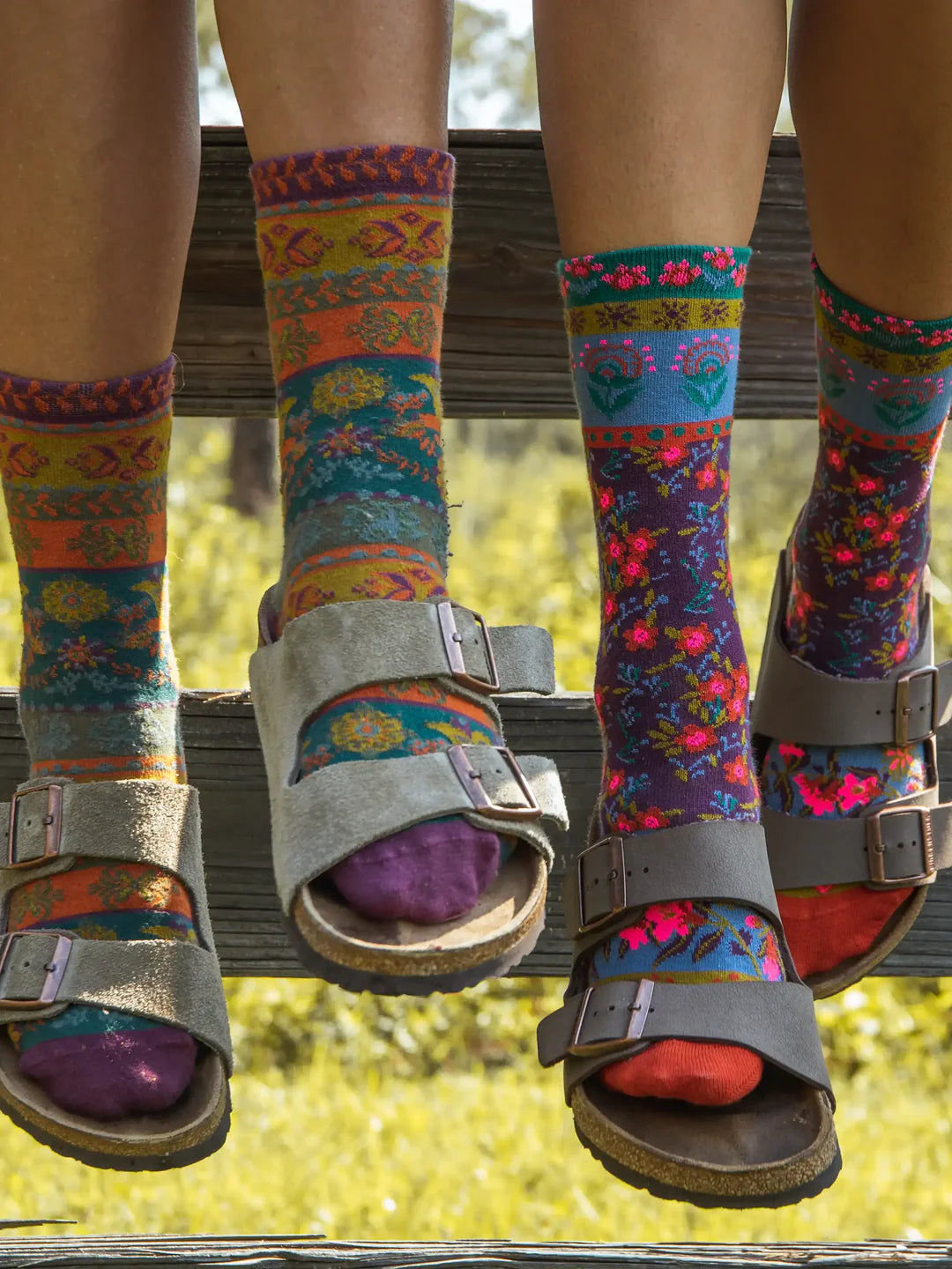 Natural Life Boxed Plum Floral Boho Sock Set, Set of 3