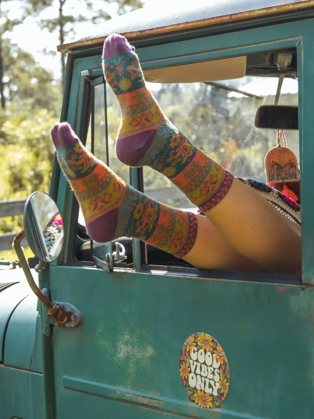 Natural Life Boxed Plum Floral Boho Sock Set, Set of 3