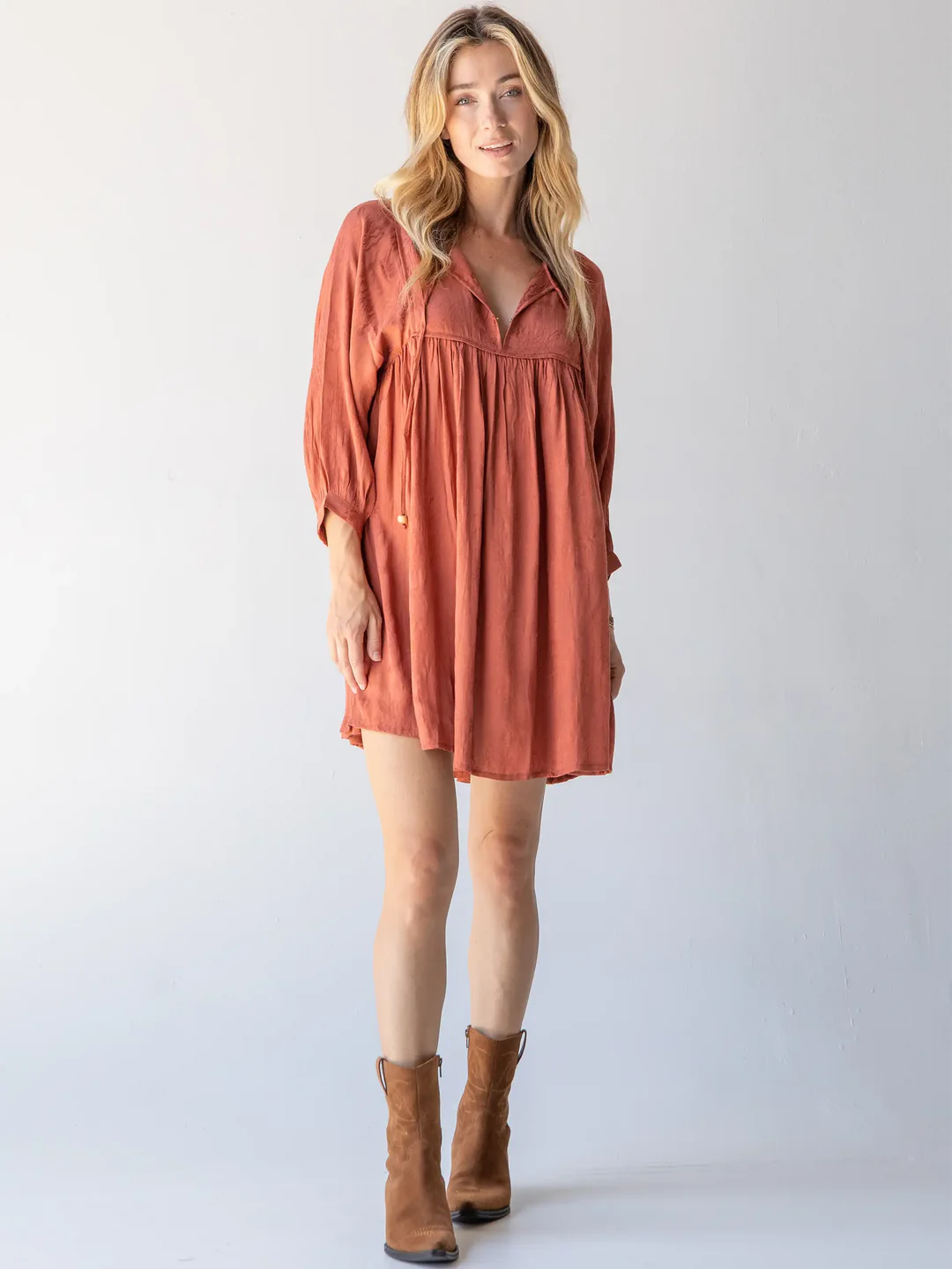 Natural Life Rose Mini Dress-Rust