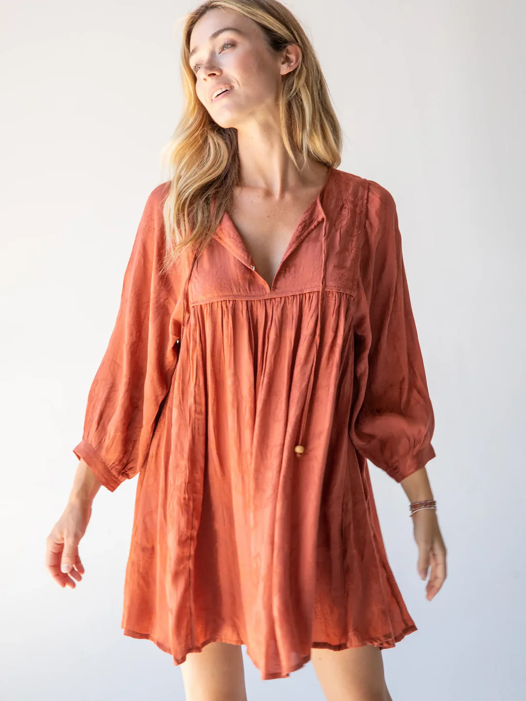 Natural Life Rose Mini Dress-Rust