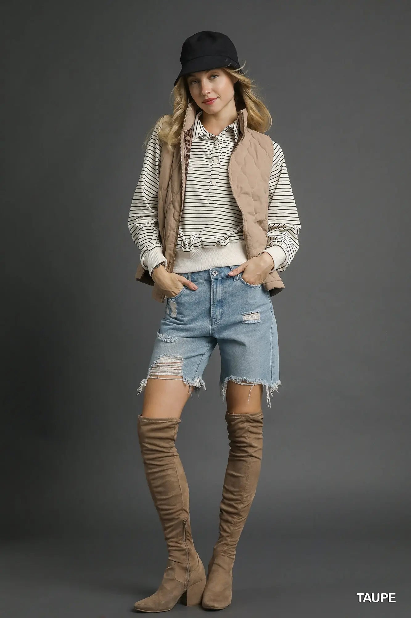 Umgee Quilted Zip-Up Vest