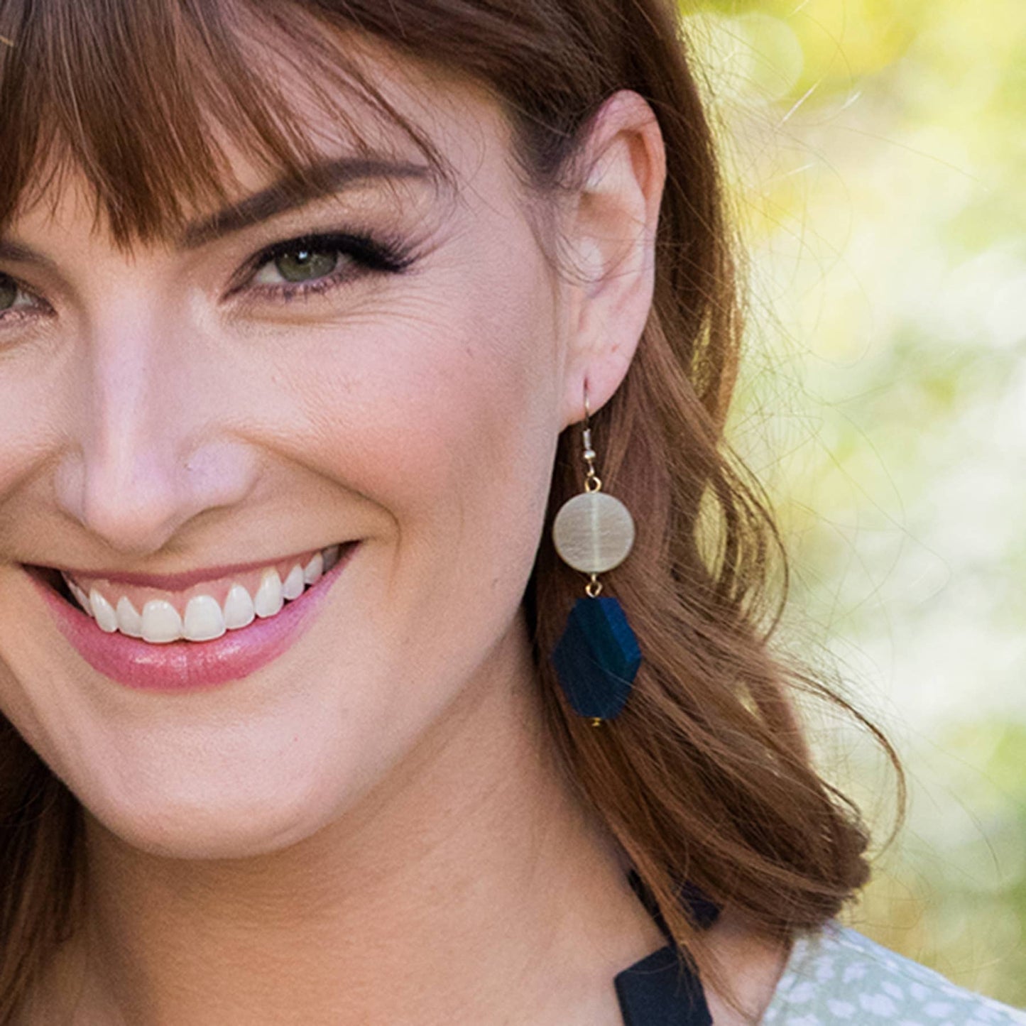 Omala Misty Greens Collection Earrings - Circle and Diamond