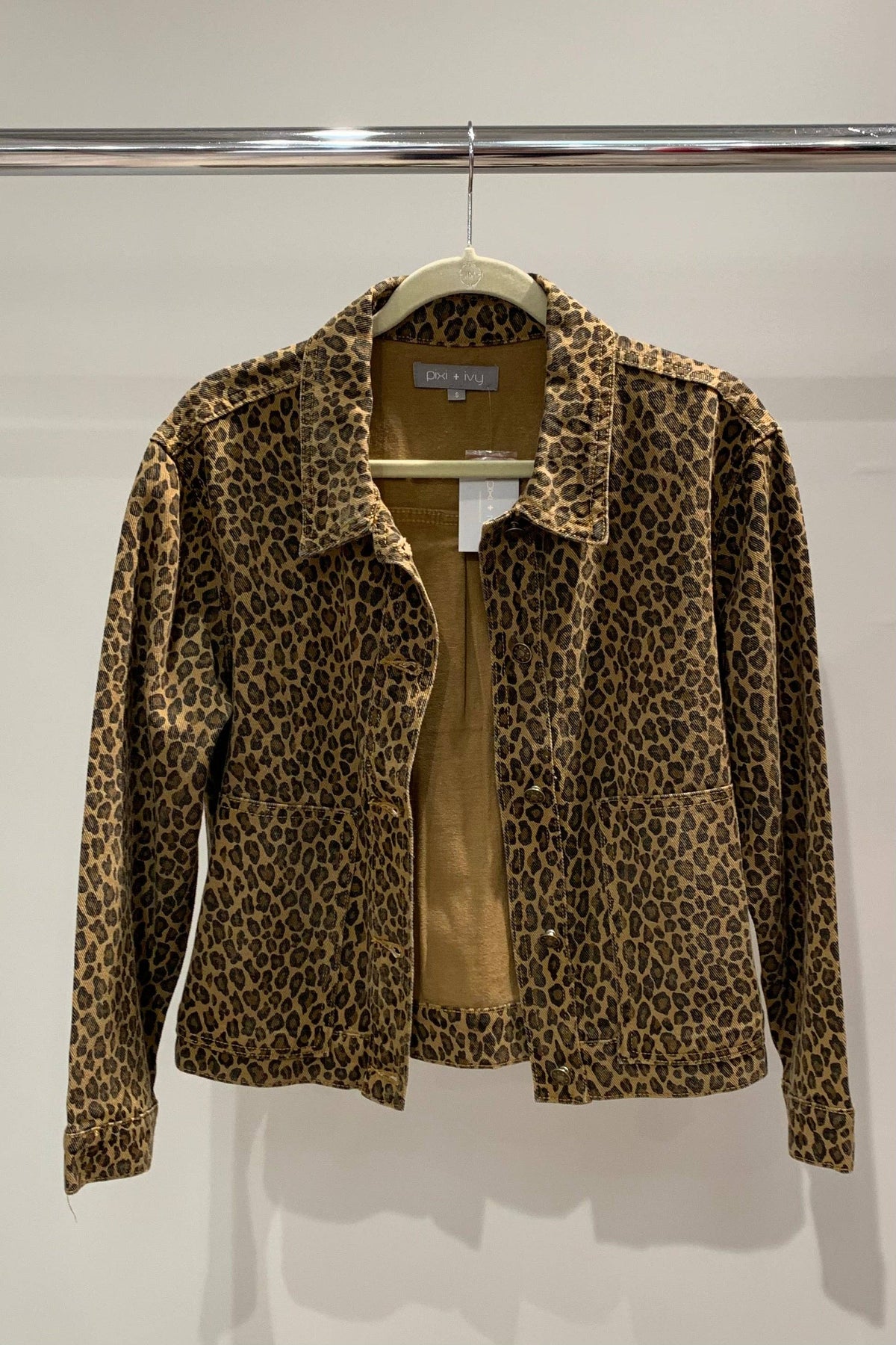MBT 9925 Leopard Print Soft Washed Denim Jacket