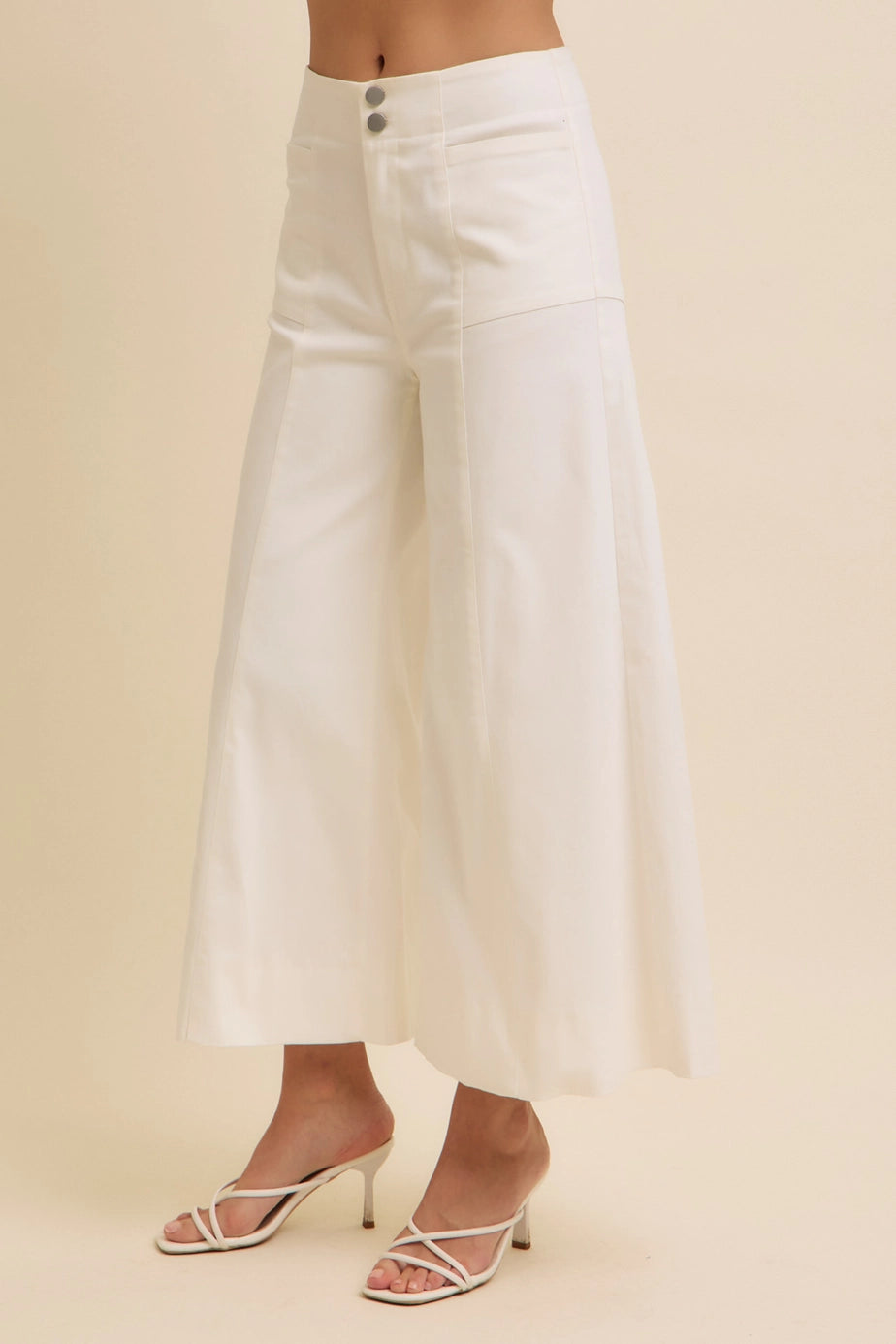 Cropped Wide Leg Stretchy High Waisted Pants