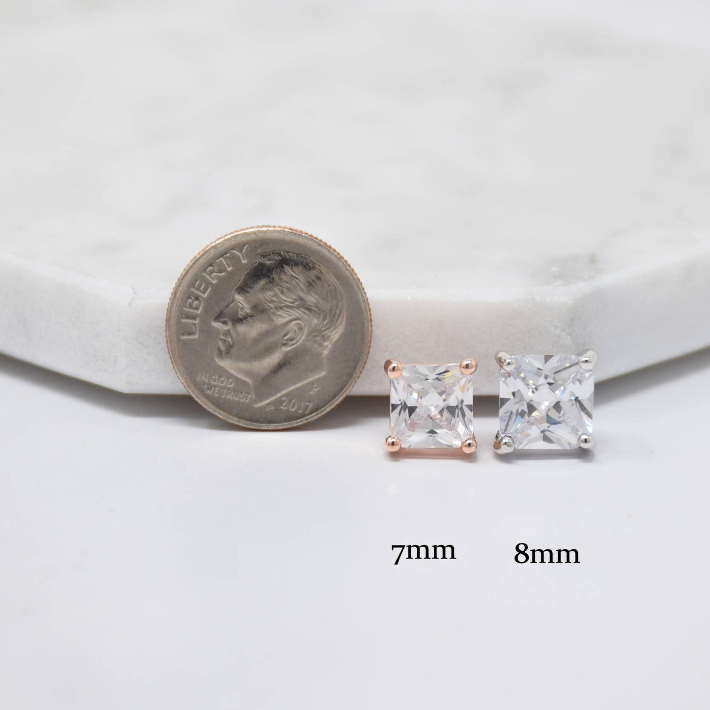 Diamond Square Cubic Zirconia Earrings