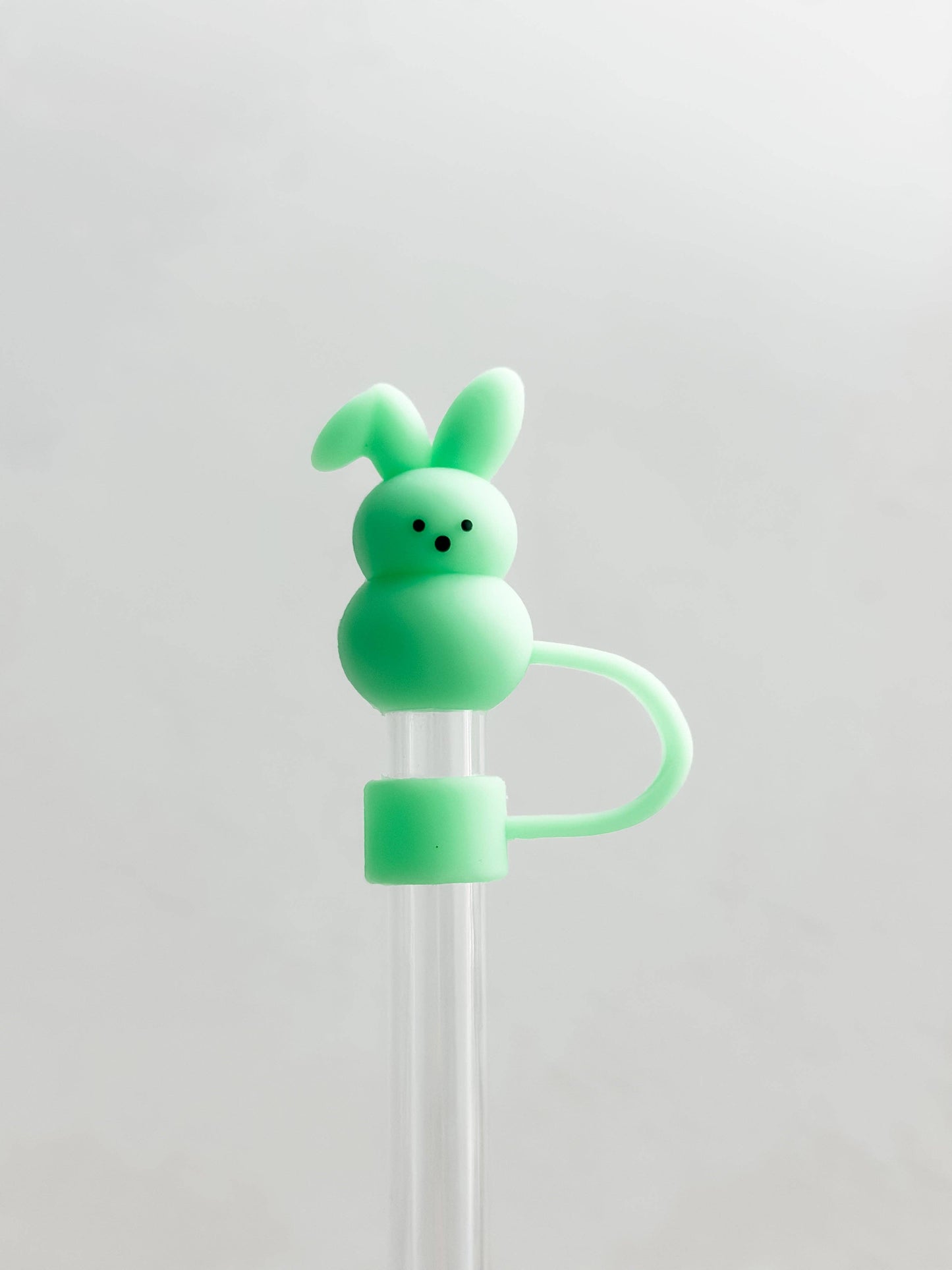 Straw Cover Green Bunny