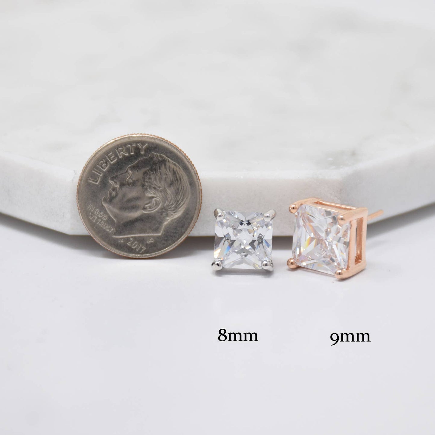 Diamond Square Cubic Zirconia Earrings