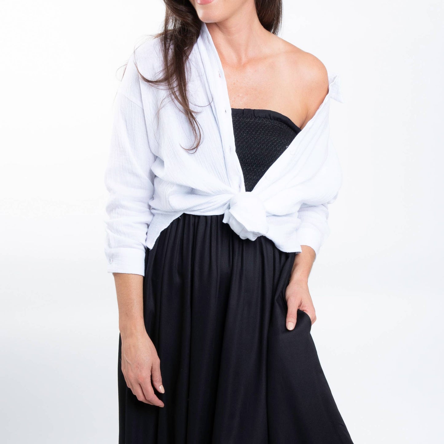 Aaliyah Gauze Long Sleeve Button Up Top