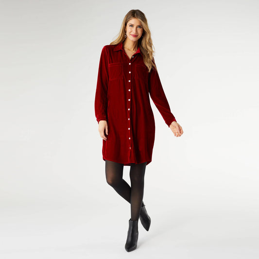 Stella Velour Button Front Dress