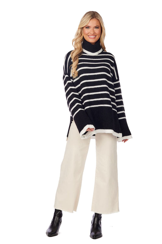 Mud Pie Black Dunn Striped Sweater