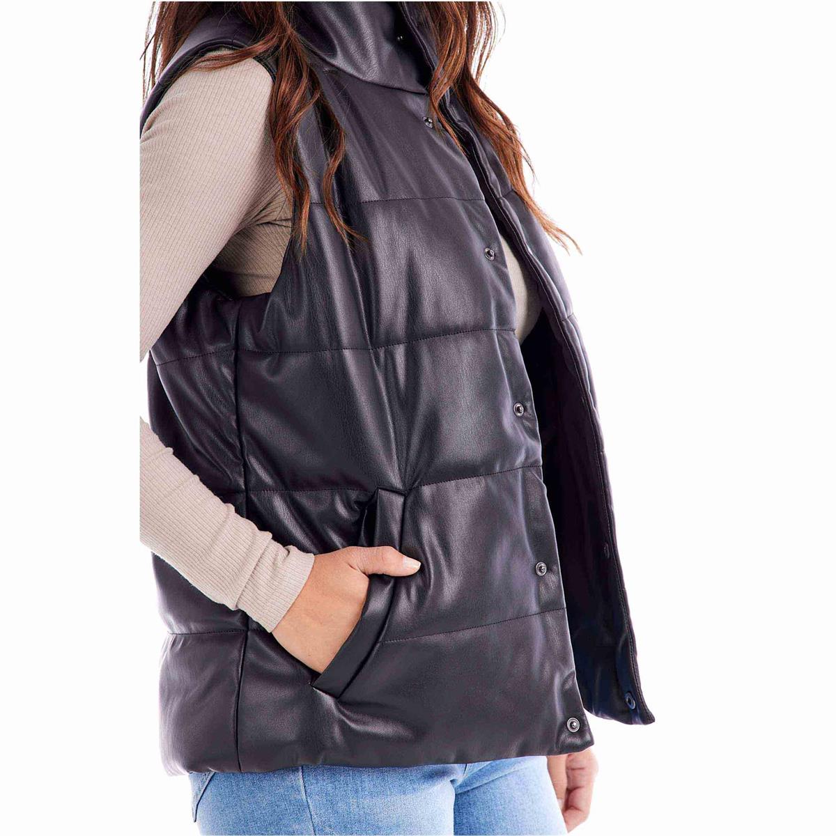 Mud Pie Black Boyd Faux Leather Vest