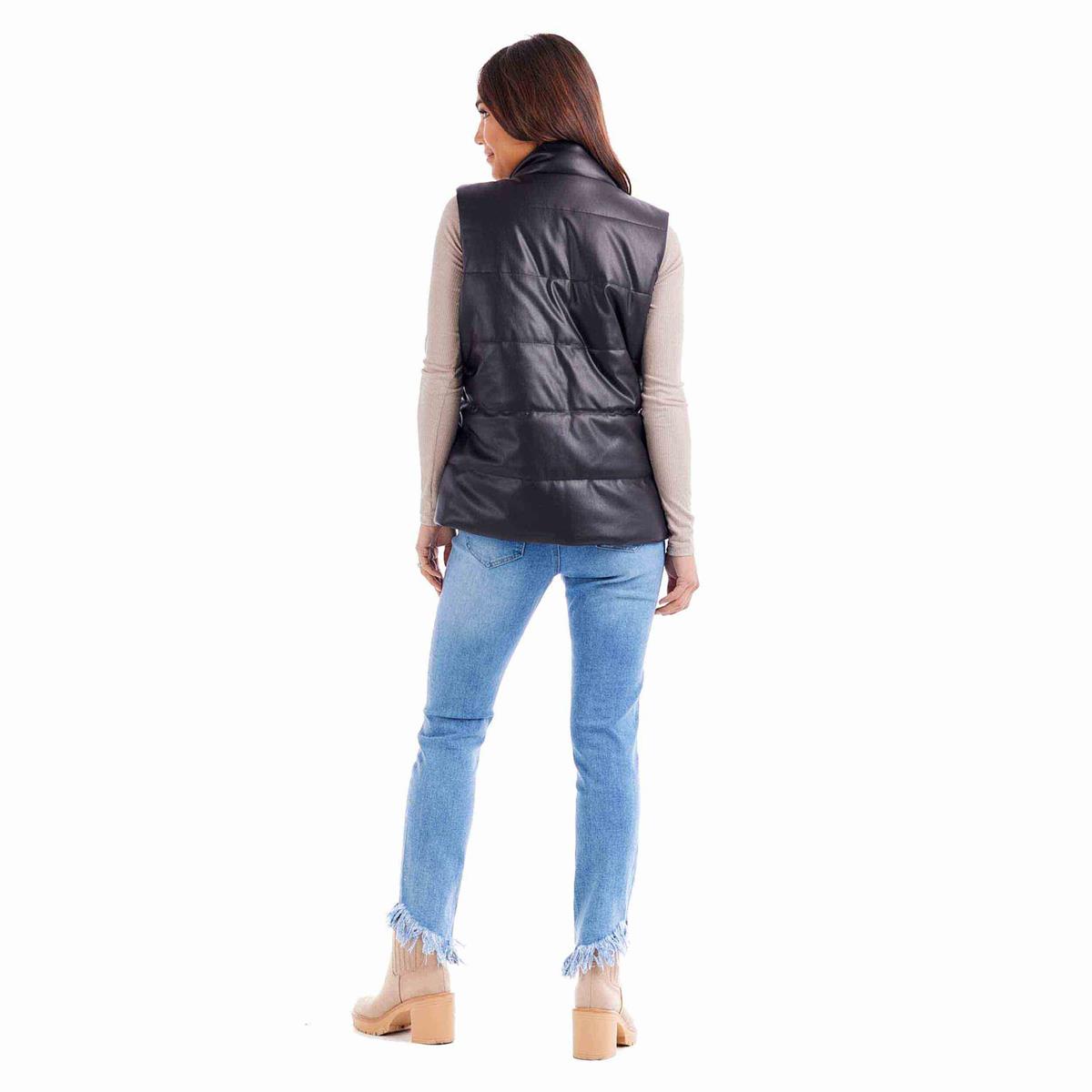 Mud Pie Black Boyd Faux Leather Vest
