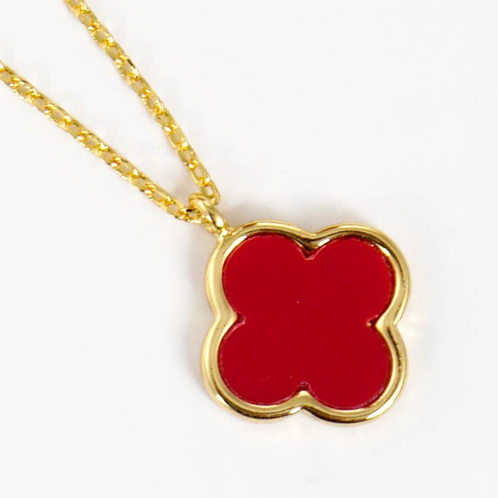 Gold Dipped Quatrefoil Pendant Necklace