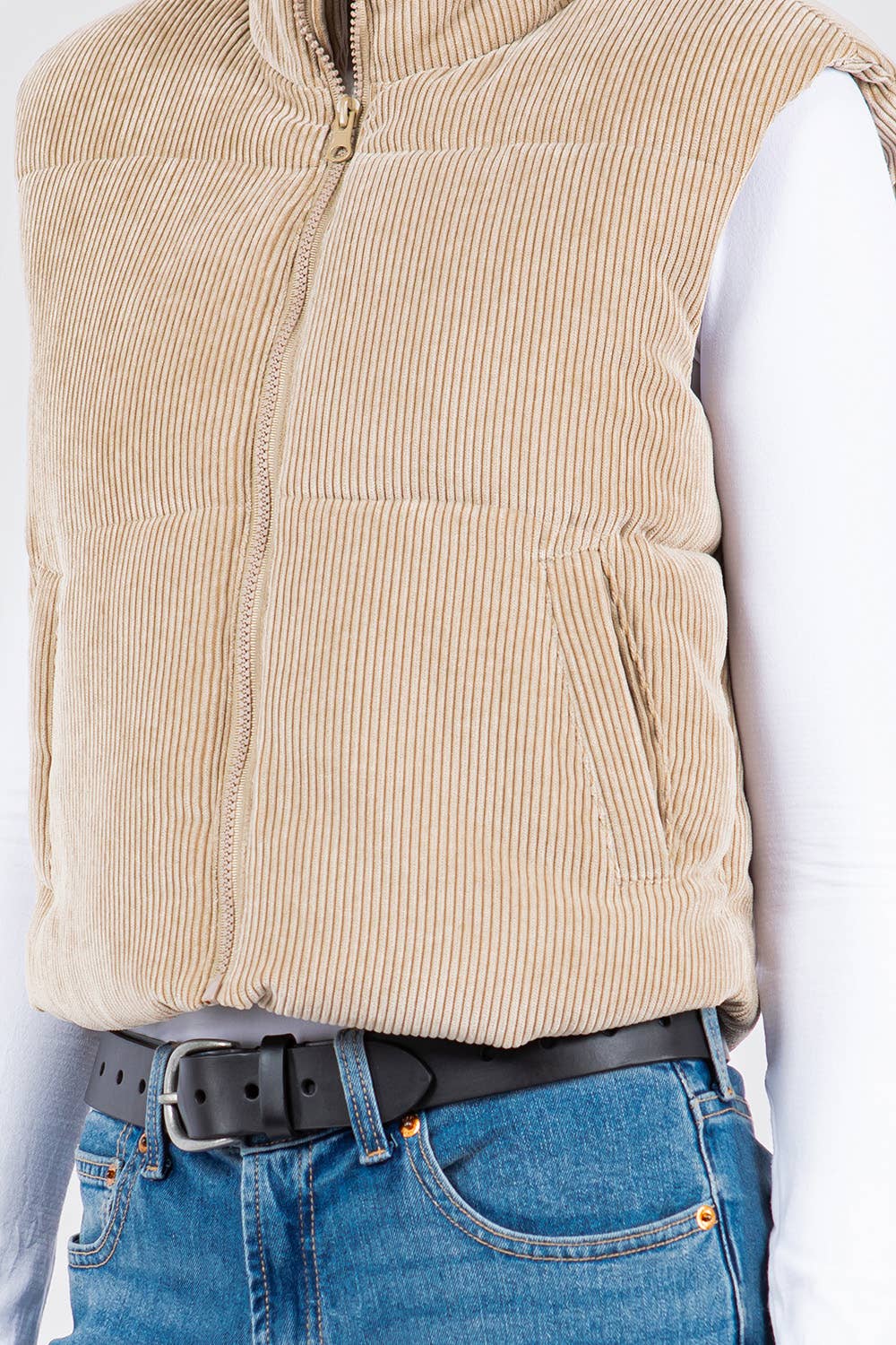 Sherpa Lined Corduroy Puffer Vest
