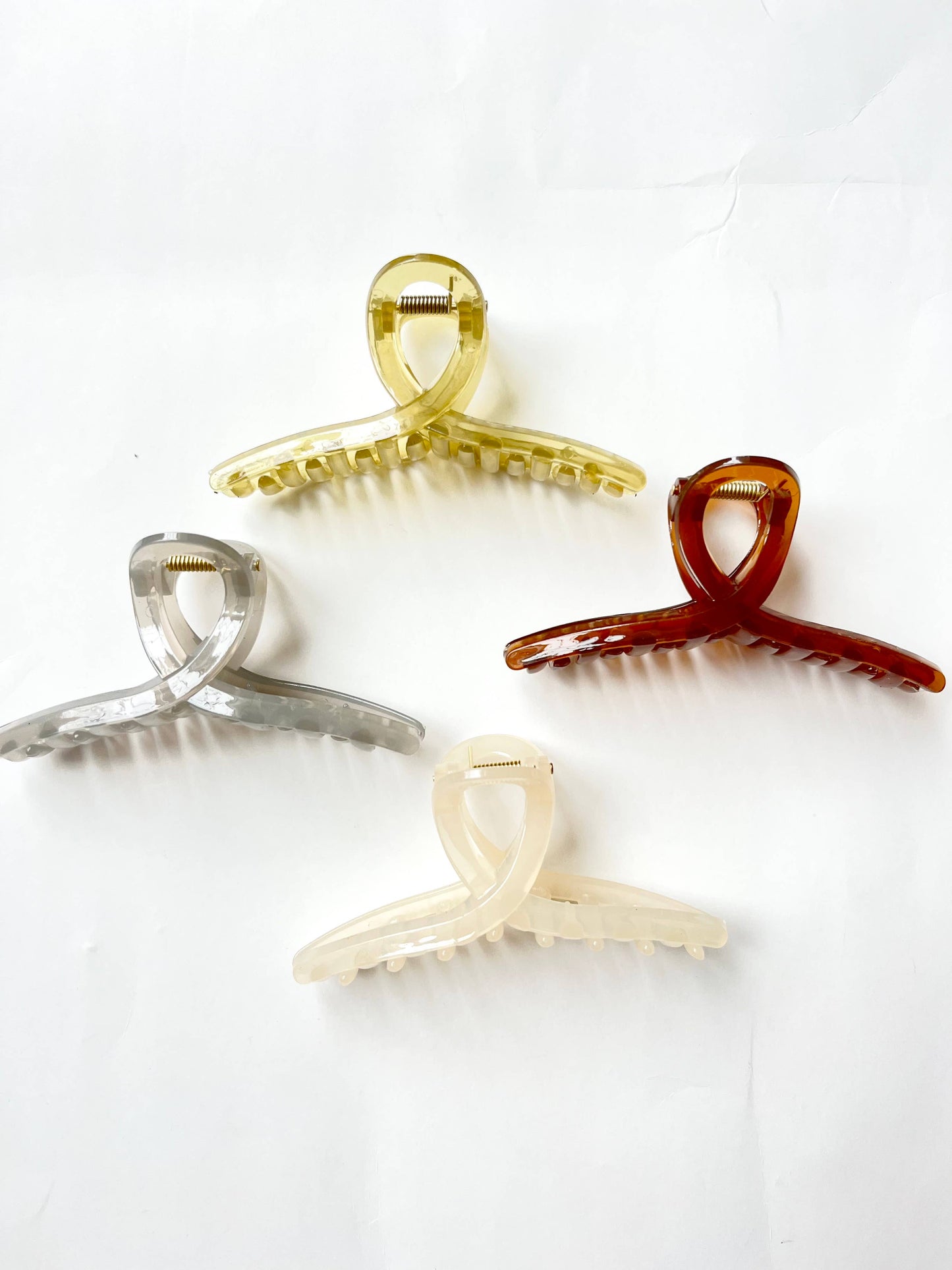 Large French Loop Hair Claw Clips - Earth Tones Neutral