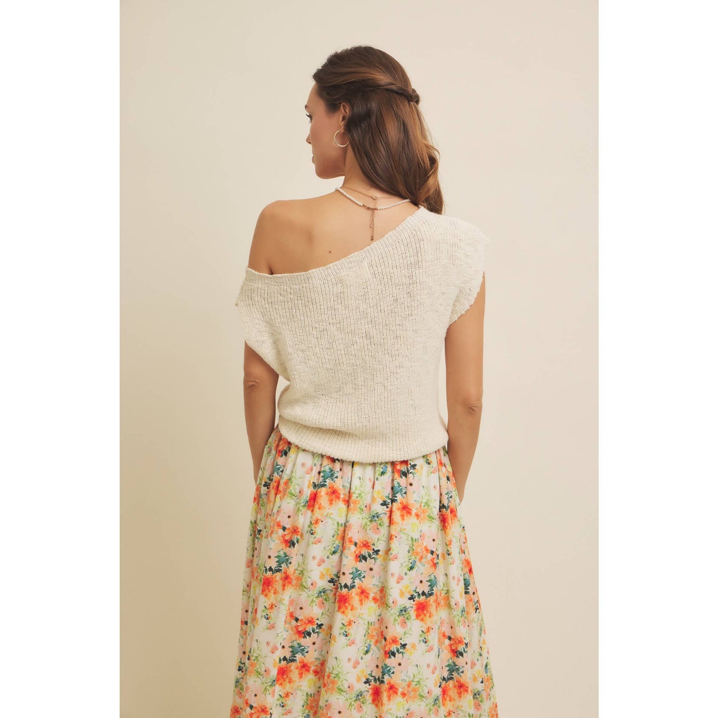 FLORAL MAXI SKIRT WITH POCKETS AND ELASTIC BAND