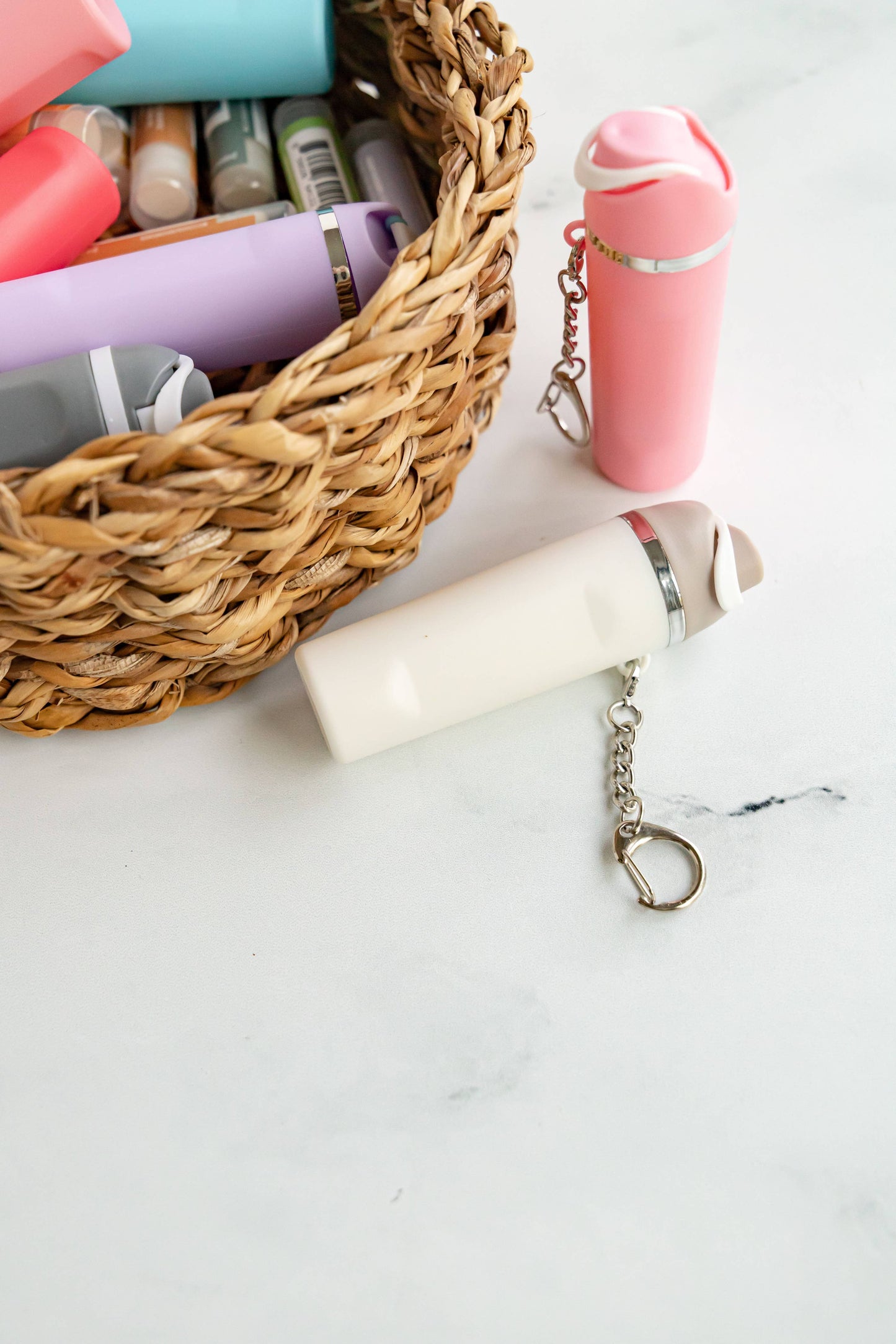 Mini Owala-like Water Bottle Keychain Holder with Lip Balm
