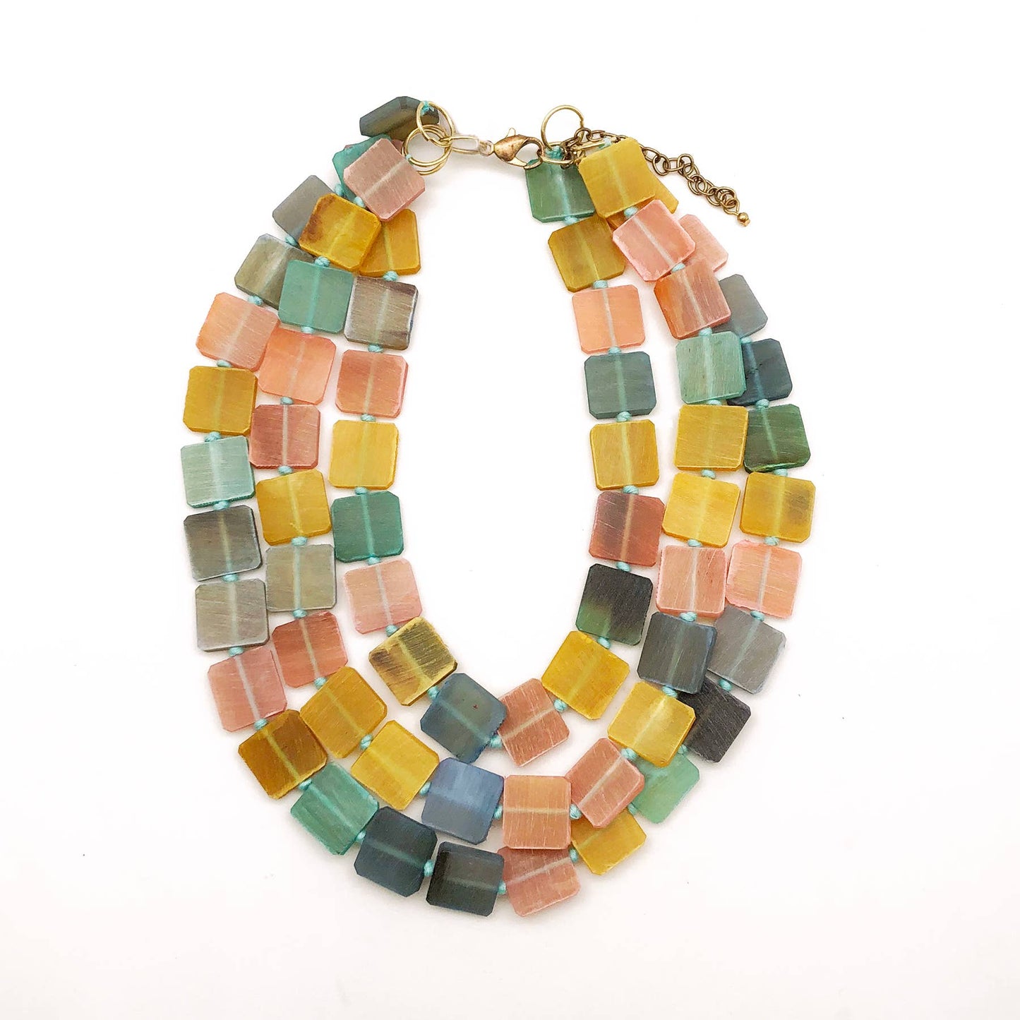 Omala Pleasing Pastels Collection Necklace -Triple Layer Bib