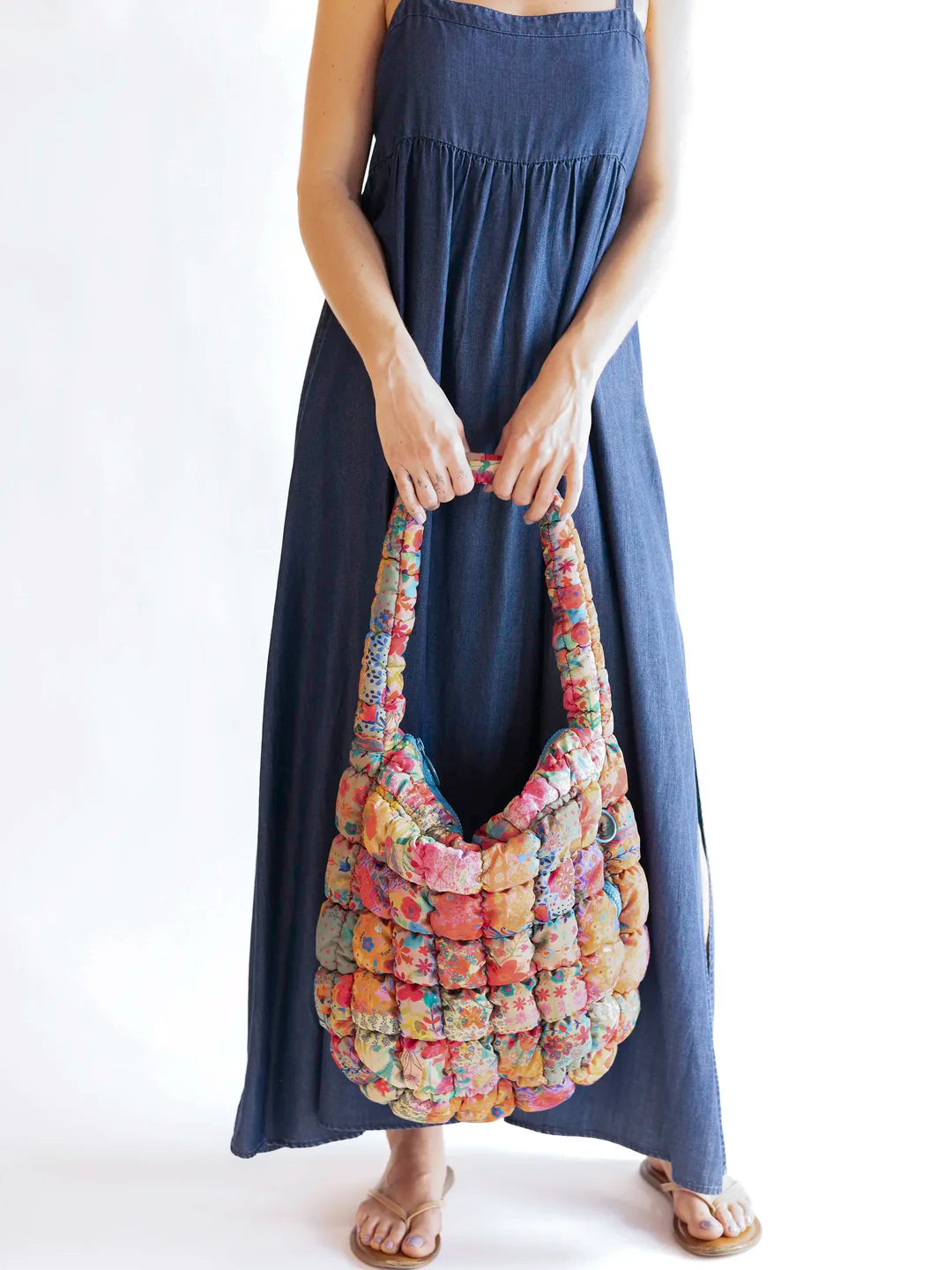 Natural Life Puffy Fit-It-All Bag-Pink Floral Patchwork